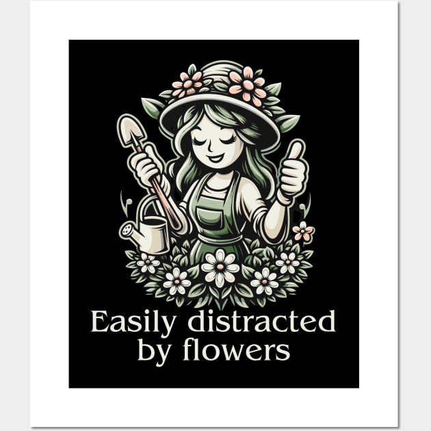 Easily Distracted By Flowers Wall Art by Etopix